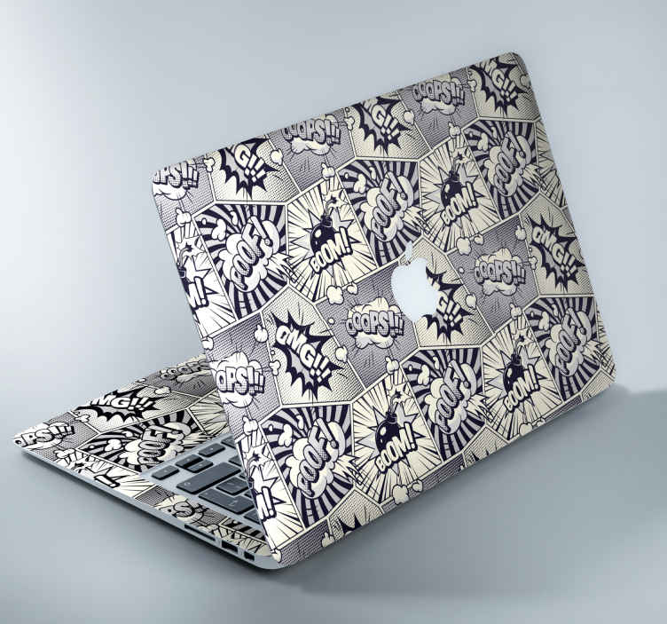 Vinilo para macbook comic blanco y negro - TenVinilo