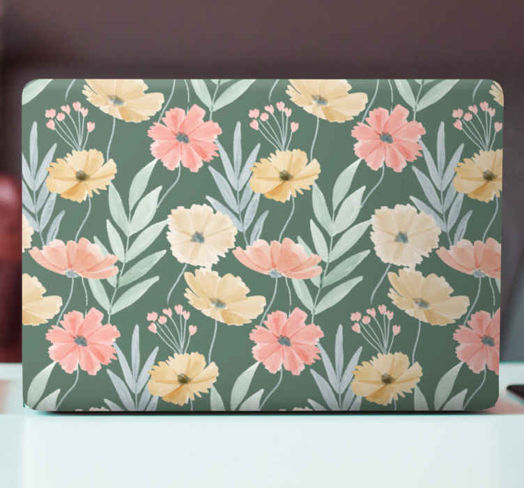 Vinilo para portátiles Patrón floral acuarela original - TenVinilo