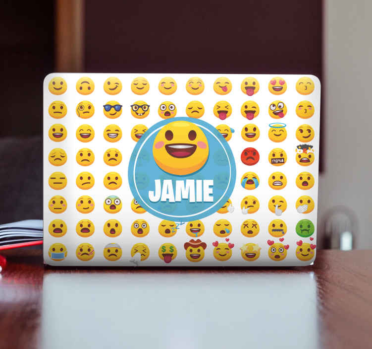 Vinilo para portátiles Emojis con nombre - TenVinilo