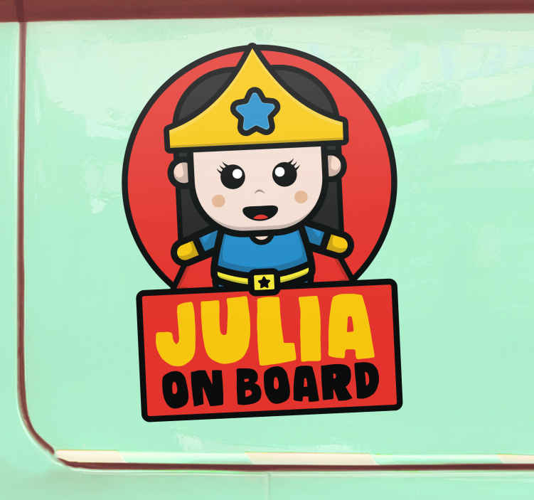 Sticker para auto bebé a bordo súper niña - TenVinilo