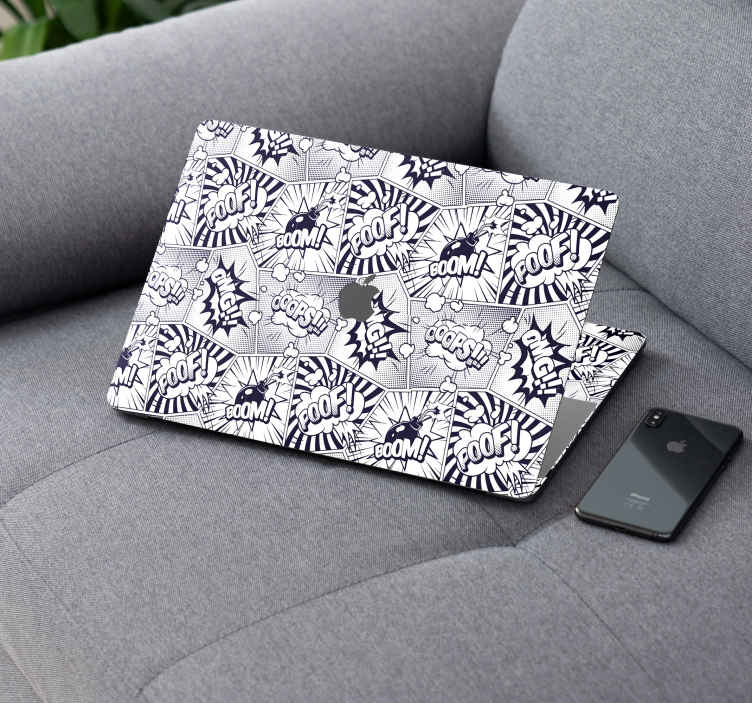 Vinilo para macbook comic blanco y negro - TenVinilo