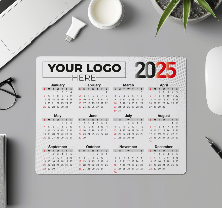 Alfombrilla ratón personalizable calendario 2025 con logo - TenVinilo