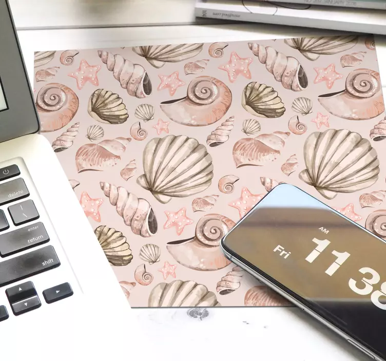 Alfombrilla ratón rosa de conchas marinas - TenVinilo