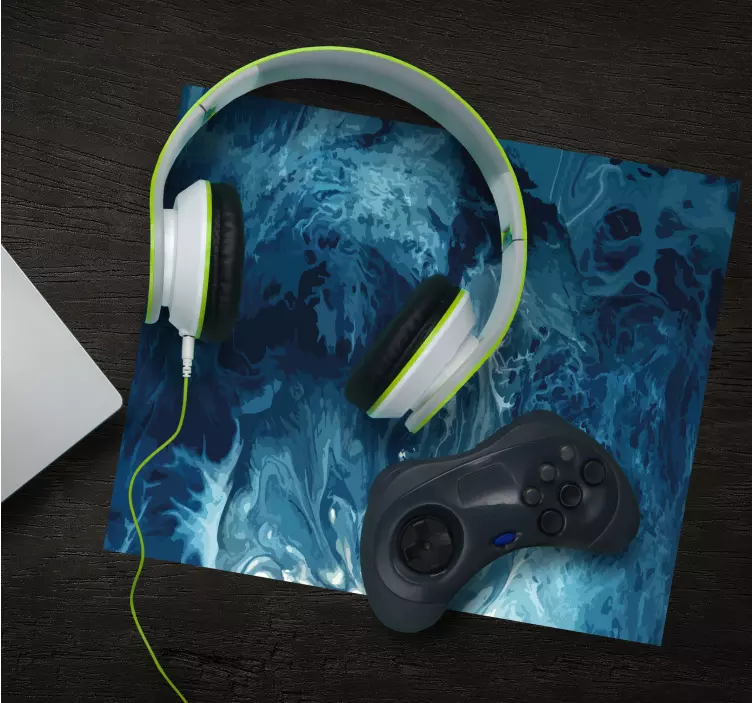 Alfombrilla ratón original Tonos azules ondas de acuarela - TenVinilo