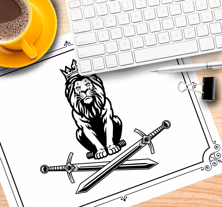 Mouse pad emblema del león real - TenVinilo