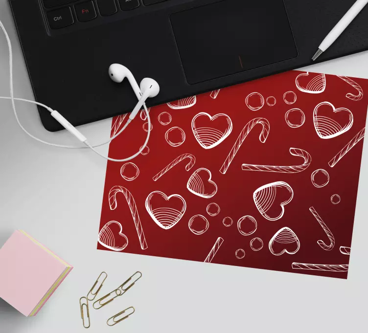 Mouse pad navidad patrones de corazones dulces - TenVinilo