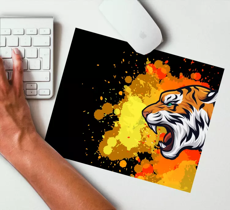 Mouse pad original cabeza de tigre vibrante - TenVinilo