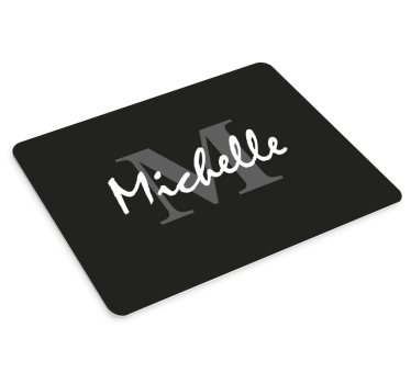 Alfombrilla ratón negra con nombre e inicial - TenVinilo