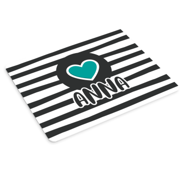 Alfombrilla para raton con nombre Patrón de rayas con corazón - TenVinilo