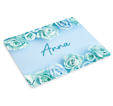 Mouse pad personalizable rosas azules elegantes - TenVinilo