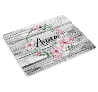 Alfombrilla para raton con nombre Círculo de flores de acuarela c - TenVinilo