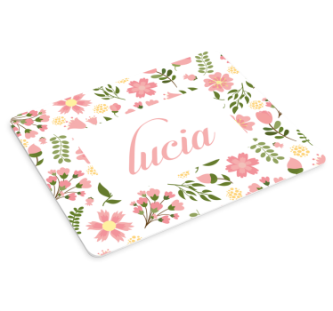 Alfombrilla para raton con nombre Floral personalizado - TenVinilo