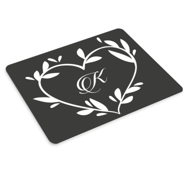 Mouse pad personalizable monograma en forma de corazón - TenVinilo