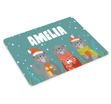 Mouse pad personalizable trio de animales festivos - TenVinilo