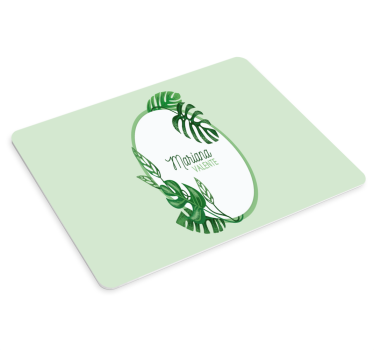 Mouse pad personalizable rodeado de hojas personalizadas - TenVinilo