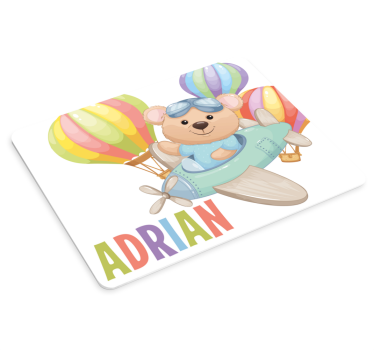 Alfombrilla para ratón personalizable Lindo oso en un avión con g - TenVinilo