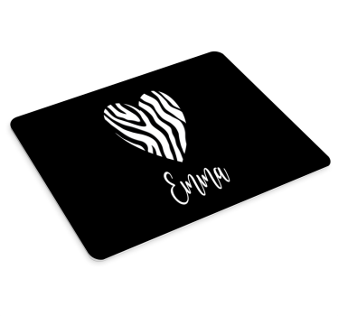 Mouse pad personalizable contorno de corazón de cebra - TenVinilo