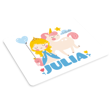 Mouse pad personalizable princesa y unicornio - TenVinilo