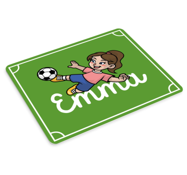 Mouse pad personalizable niña pateando balón de fútbol - TenVinilo