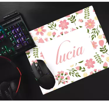 Alfombrilla para raton con nombre Floral personalizado - TenVinilo