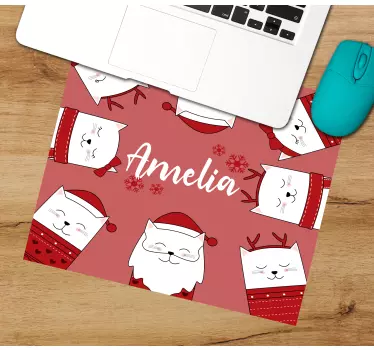 Mouse pad navidad caritas de gatos adorables - TenVinilo