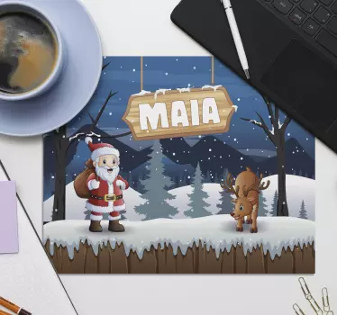 Mouse pad navidad santa con renos - TenVinilo