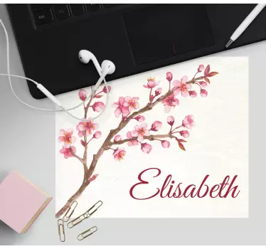 Mouse pad personalizable arreglo de flores de cerezo - TenVinilo