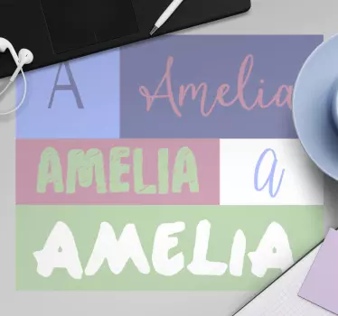Mouse pad personalizable arreglo de nombres colorido - TenVinilo