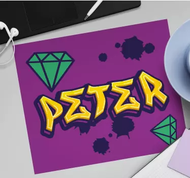 Mouse pad personalizable arte de nombre estiloso - TenVinilo