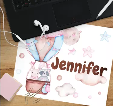 Mouse pad personalizable aventura en globo aerostático - TenVinilo