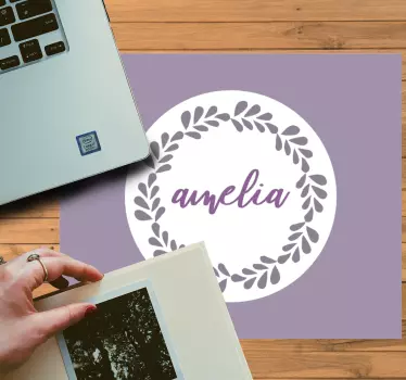 Mouse pad personalizable círculo con nombre personalizado - TenVinilo