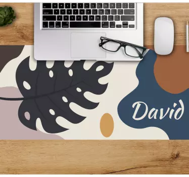 Mouse pad personalizable con motivo de hojas - TenVinilo