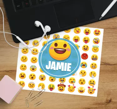 Mouse pad personalizable con patrón de emojis felices - TenVinilo