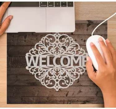 Mouse pad personalizable diseño ornamental de bienvenida - TenVinilo