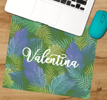 Mouse pad personalizable estética de hojas tropicales - TenVinilo