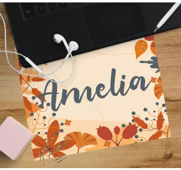 Mouse pad personalizable floral elegante otoñal - TenVinilo