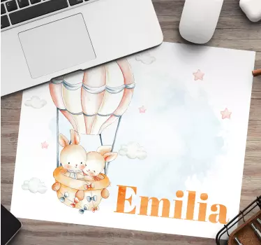 Mouse pad personalizable globo aerostático de conejo - TenVinilo