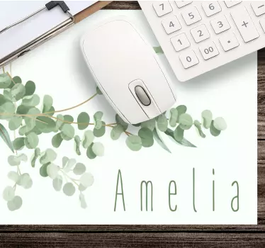 Mouse pad personalizable hoja de eucalipto personalizada - TenVinilo