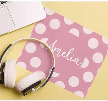 Mouse pad personalizable lunares rosas personalizados - TenVinilo