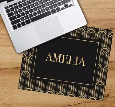 Mouse pad personalizable nombre elegante dorado - TenVinilo