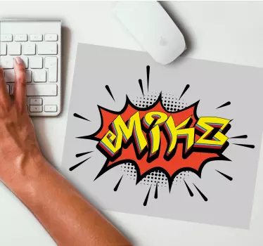 Mouse pad personalizable nombre estilo cómic - TenVinilo