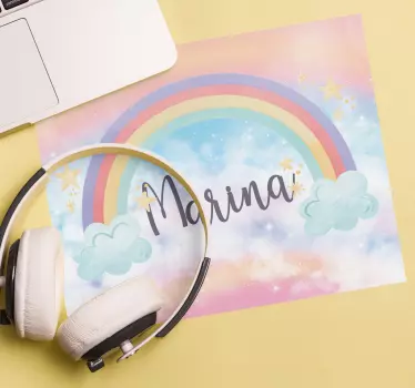 Mouse pad personalizable nubes arcoíris coloridas - TenVinilo