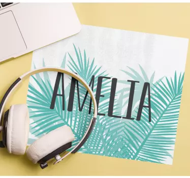 Mouse pad personalizable patrón de hojas tropicales - TenVinilo