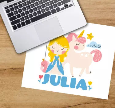 Mouse pad personalizable princesa y unicornio - TenVinilo