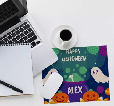 Mouse pad personalizable saludo de halloween - TenVinilo