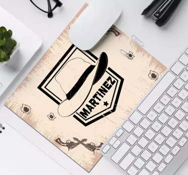 Mouse pad personalizable sombrero estilo vaquero - TenVinilo