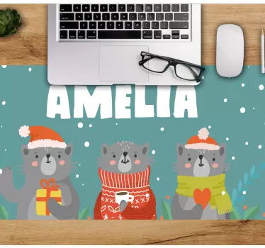 Mouse pad personalizable trio de animales festivos - TenVinilo