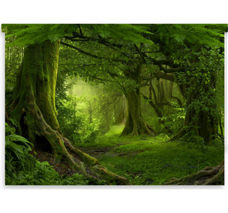 Cortina roller árboles escape al bosque frondoso - TenVinilo