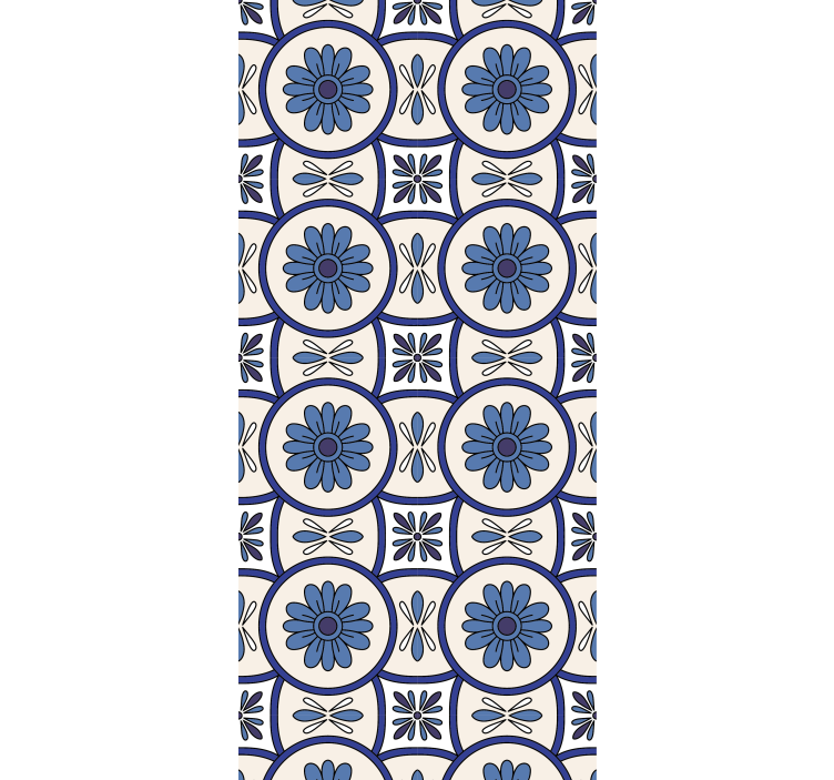 Cortina roller cocina azulejo portugués flor azul - TenVinilo