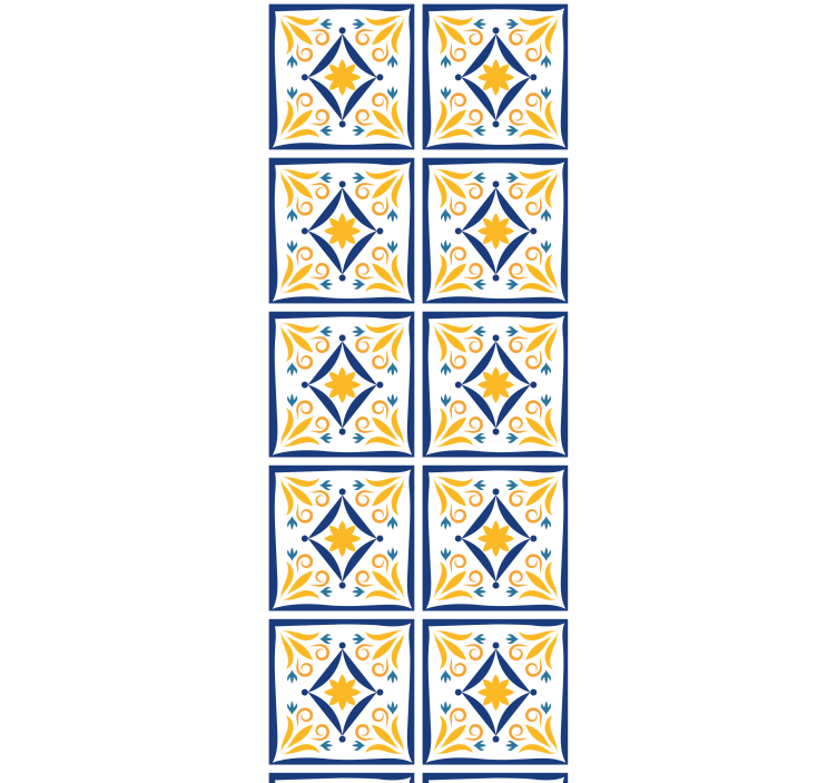 Cortina roller cocina azulejo portugués azul y amarillo - TenVinilo